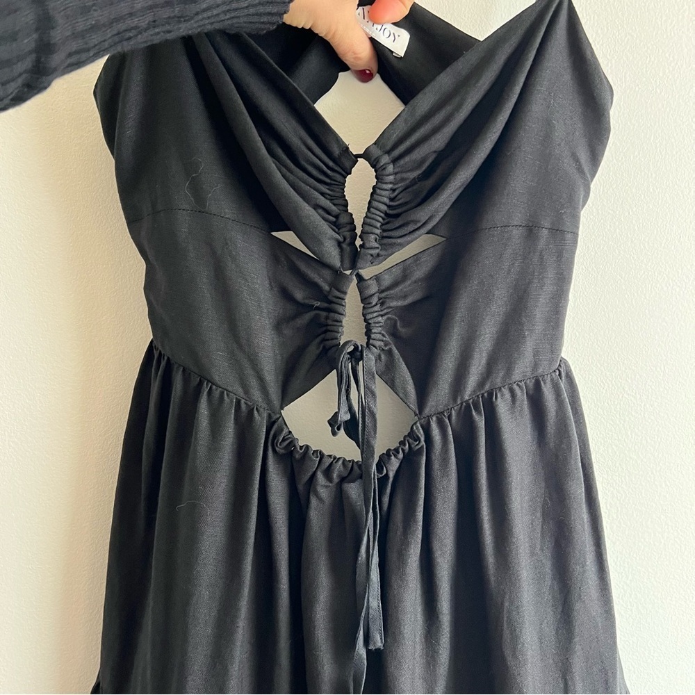Shona Joy Rubi Lace Up Backless Midi Dress in Black - Picture 8 of 16